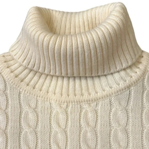Moda International Cable Knit Wool Blend Turtleneck Sweater Women’s Size Medium - Picture 7 of 11